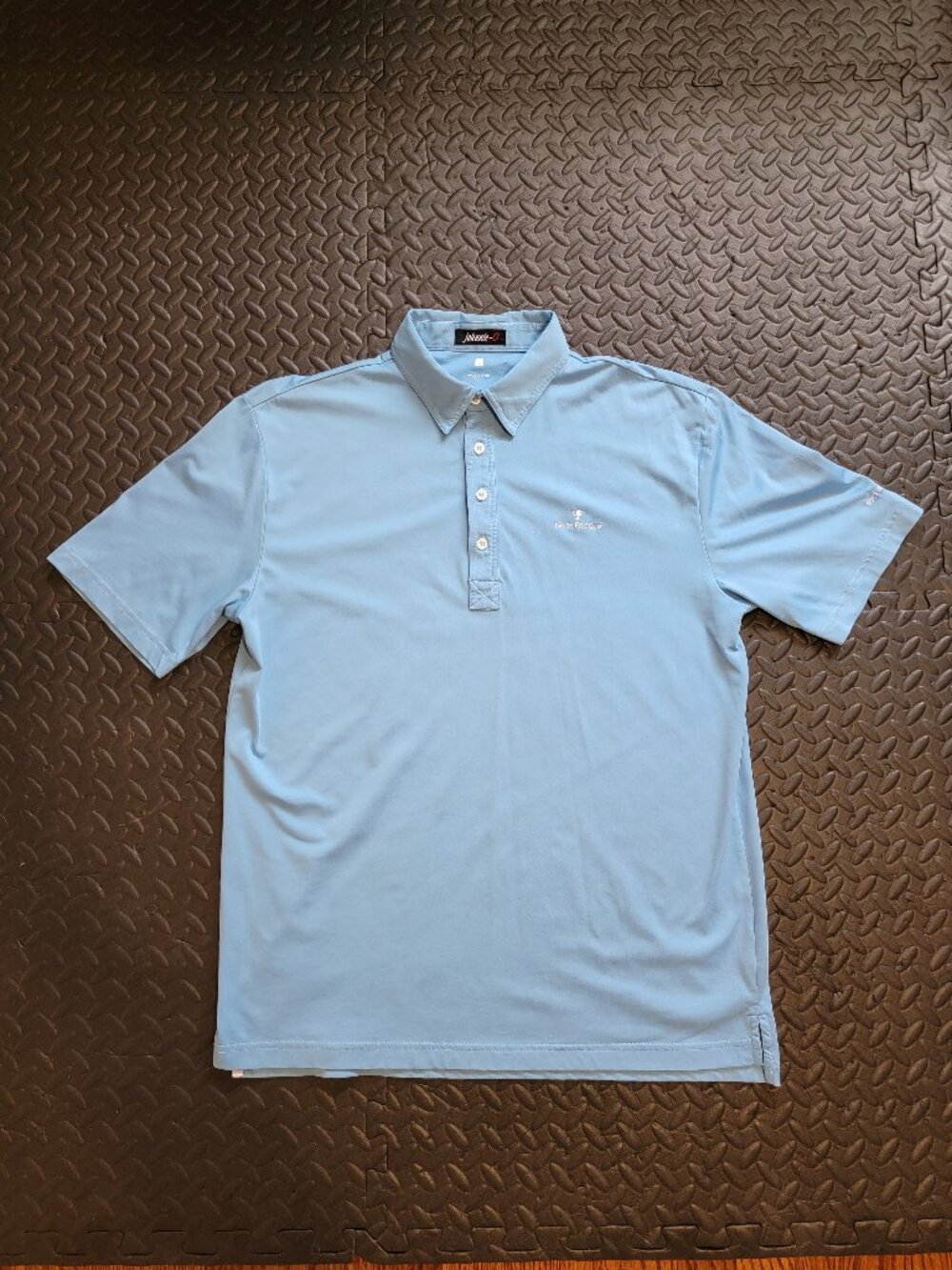 Johnnie-O Men's Light Blue Golf Polo, Short Sleeves, Cotton Blend, Large, Used